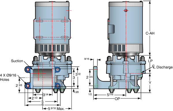 C Series Flange Mounted Pump Dimensions