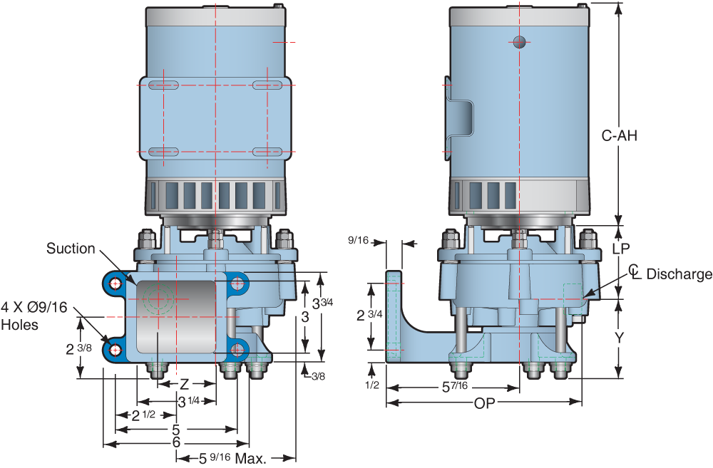 C Series Flange Mounted Pump Dimensions