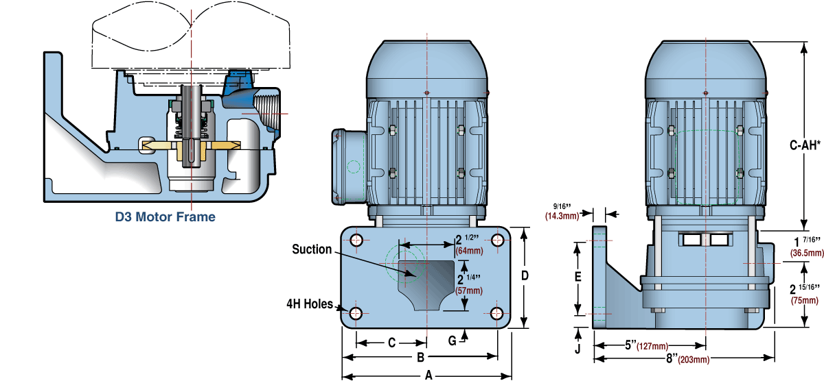 Vertical E41 - D3 Motor Frame